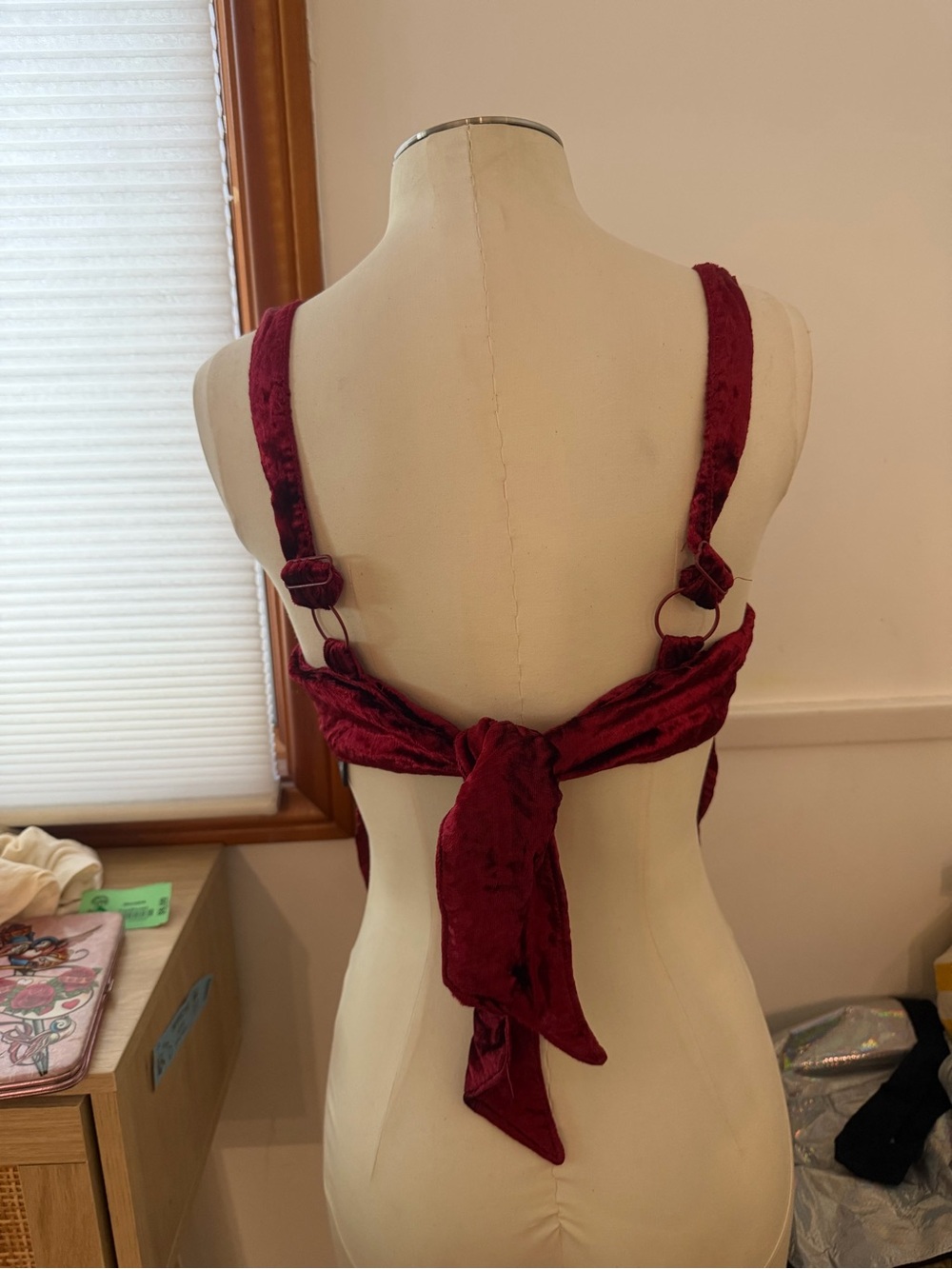 Kimchi Blue Velvet Lace Backless Top in Deep Wine Red - Picture 2 of 5